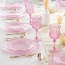 Blush Plastic Tableware Kit for 24 Guests